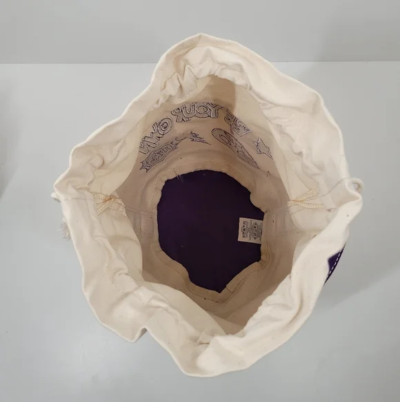 Lands' End Purple Handle Hero Embroidered Small Canvas Bucket Tote Bag - Picture 3 of 4